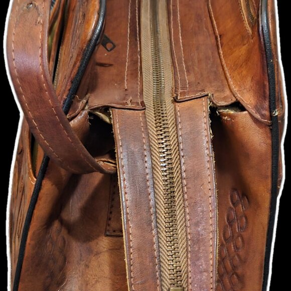 Vintage Hand Tooled Leather Shoulder Bag - Aztec Calendar & Eagle - Western - Picture 9 of 9